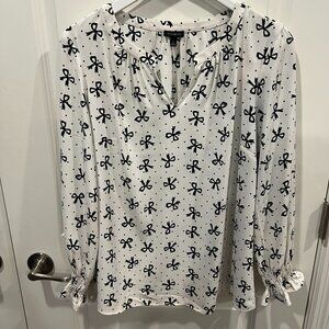 Talbots Smocked Sleeve Bow Top